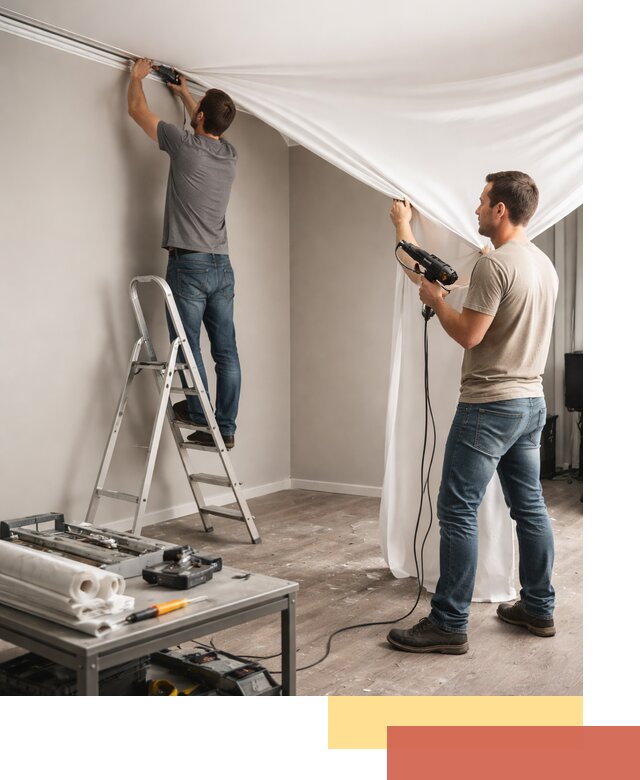 Монтаж натяжного потолка в студии в Орске