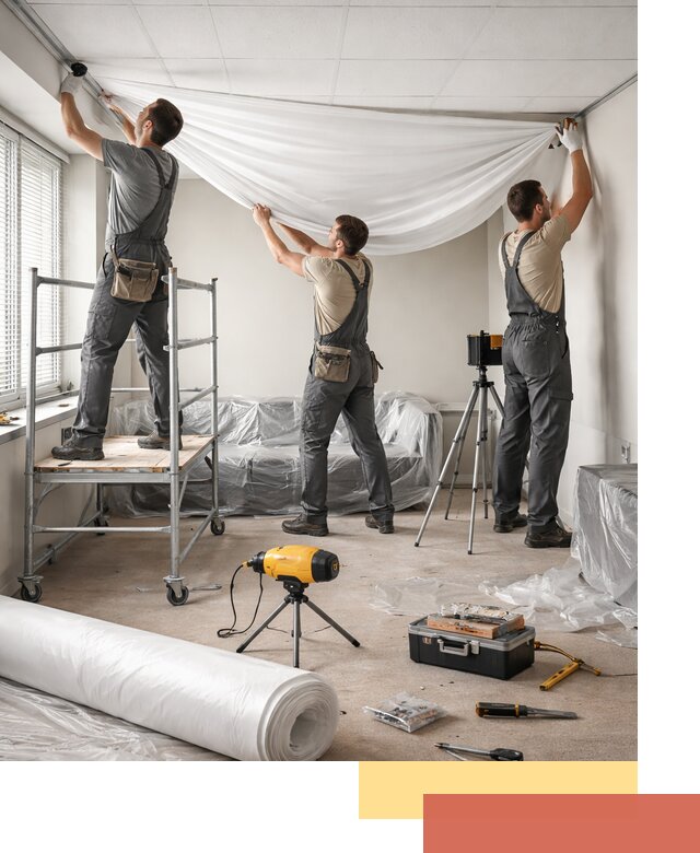 Монтаж натяжного потолка в офисе в Орске