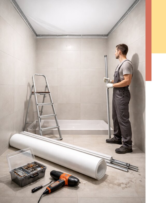 Монтаж натяжного потолка в санузле в Орске от 1913 руб. — ОТДЕЛОЧНИК-Рск