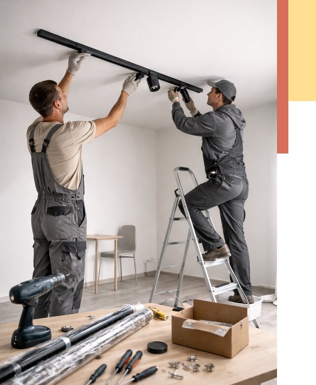 Установка трековых светильников в натяжной потолок в Орске от 4343 руб. | ОТДЕЛОЧНИК-Рск