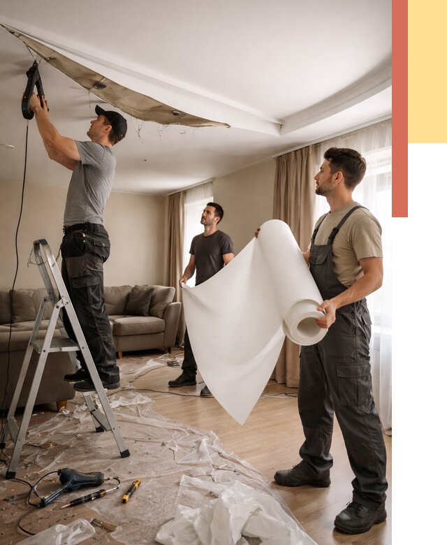 Замена полотна натяжного потолка в Орске от 9823 руб. быстро и недорого | ОТДЕЛОЧНИК-Рск