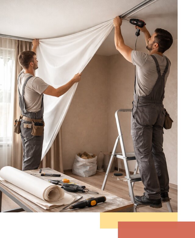 Замена полотна натяжного потолка в Орске быстро и качественно