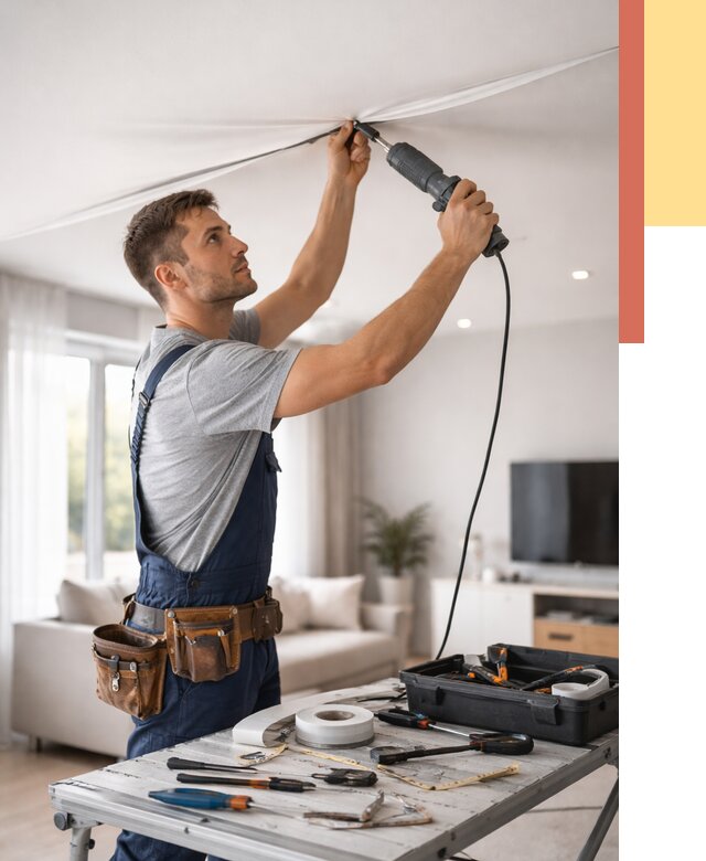 Ремонт натяжных потолков в Орске от 9823 руб. под ключ — ОТДЕЛОЧНИК-Рск