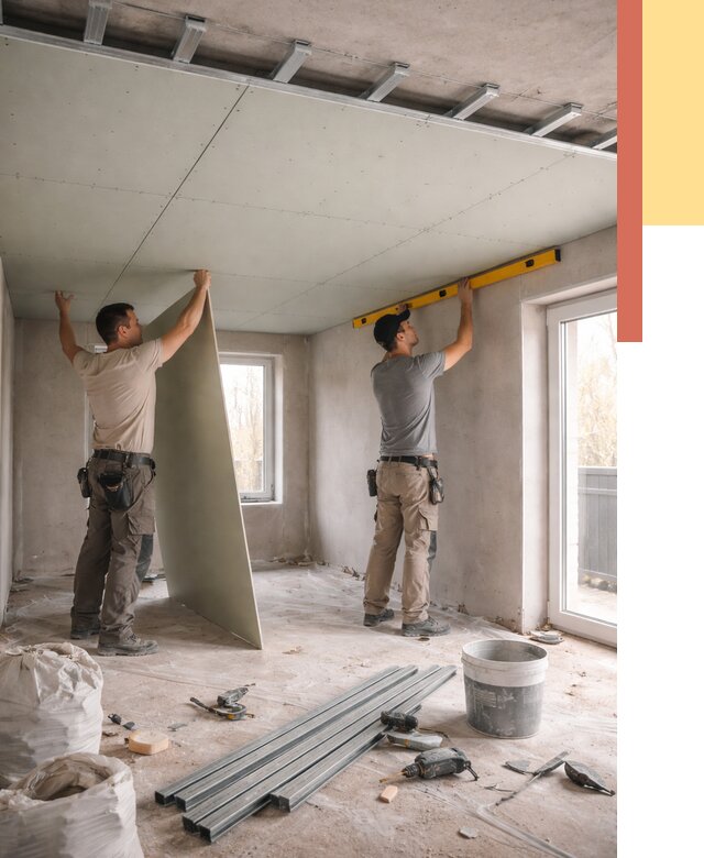 Одноуровневый потолок из гипсокартона в Орске от 776 руб. — монтаж под ключ | ОТДЕЛОЧНИК-Рск