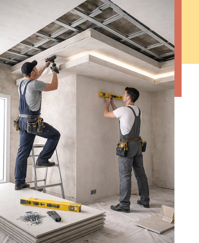 Двухуровневый потолок из гипсокартона в Орске от 1499 руб. под ключ | ОТДЕЛОЧНИК-Рск