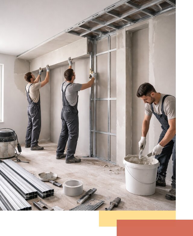 Монтаж потолка из гипсокартона с нишей в Орске