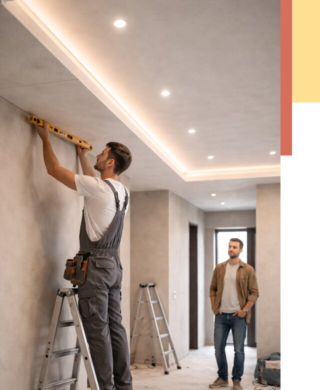 Потолок из гипсокартона с подсветкой в Орске от 776 руб./м2 под ключ | ОТДЕЛОЧНИК-Рск