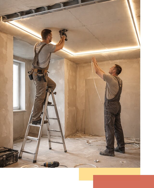 Потолок из гипсокартона с подсветкой в Орске