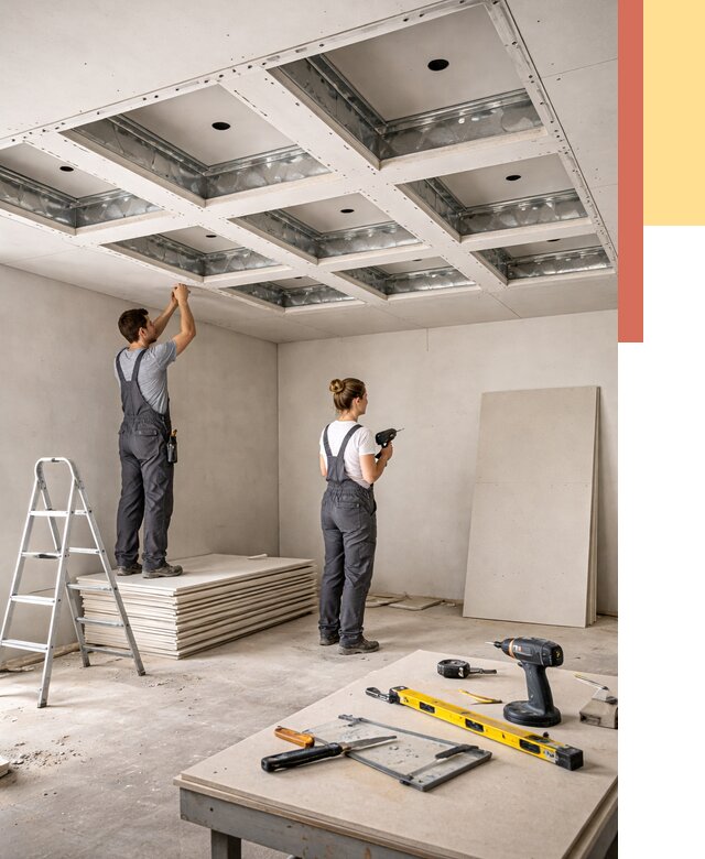 Кессонный потолок из гипсокартона в Орске от 1913 руб. — монтаж и под ключ | ОТДЕЛОЧНИК-Рск