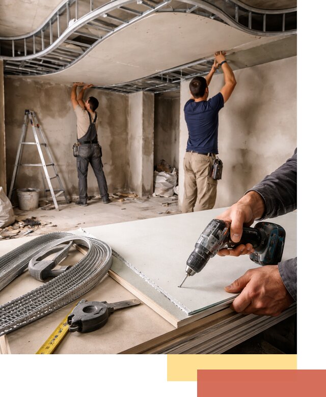 Криволинейный потолок из гипсокартона в Орске — монтаж и отделка