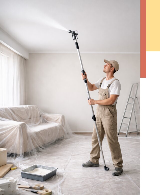 Покраска потолка краскопультом в Орске от 4653 руб. быстро и недорого | ОТДЕЛОЧНИК-Рск